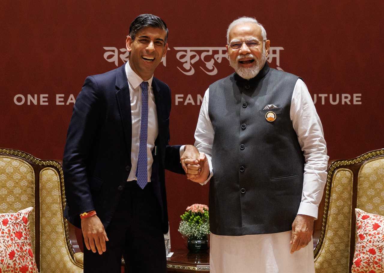 Bearhugging Rishi Sunak and Narendra Modi agree to move full steam ahead with post-Brexit trade deal