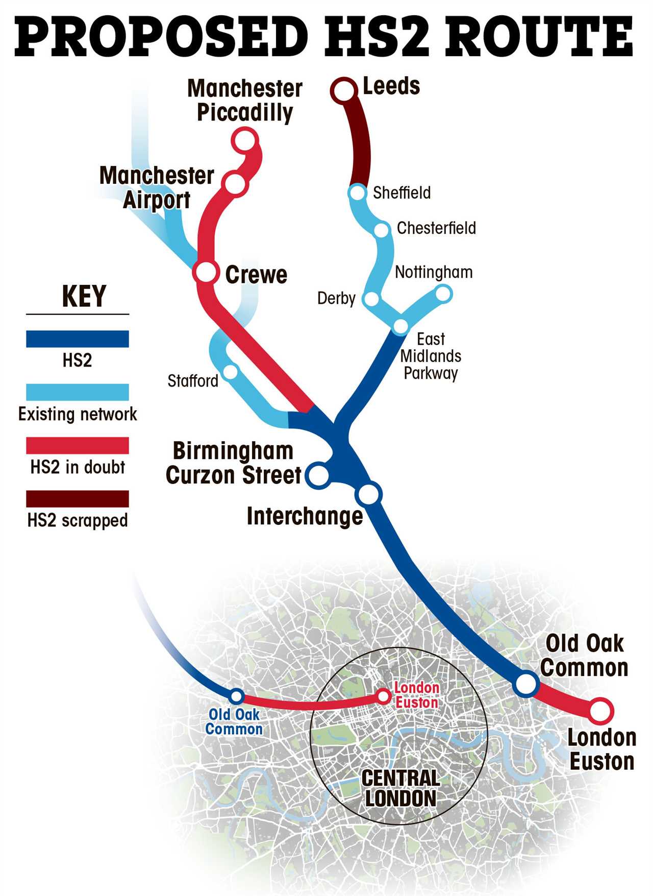 Fresh blow for HS2 as Manchester leg could be scrapped, No10 hints