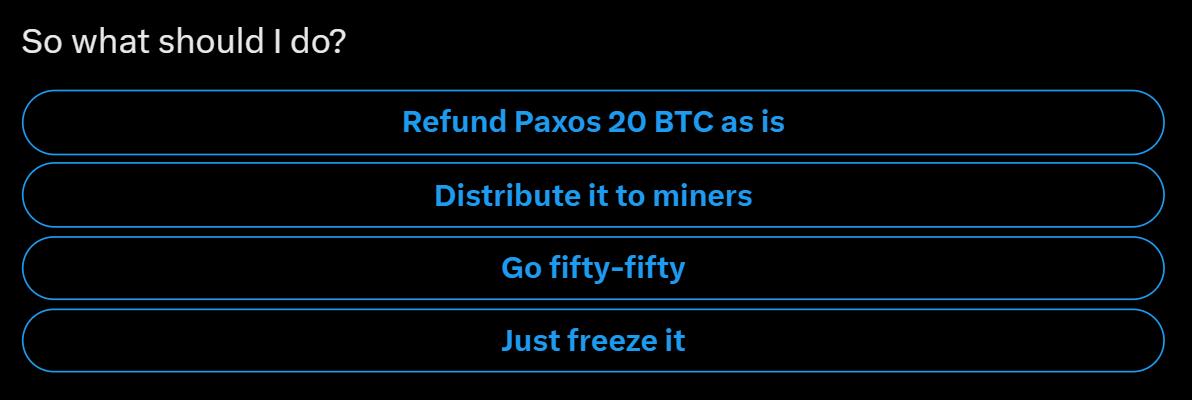 Bitcoin Miner Contemplates Keeping $500,000 Reward from Crypto Exchange Paxos