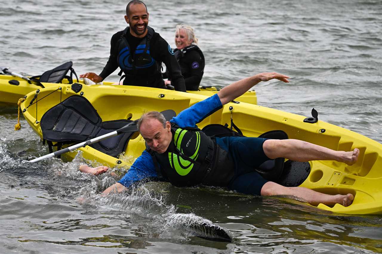 Lib Dem leader Sir Ed Davey, 57, falls out of kayak at party conference amid smear row with Labour