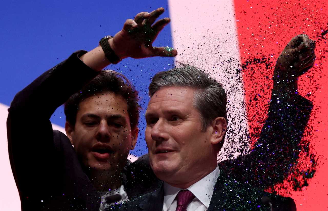 Dramatic moment protester interrupts Sir Keir Starmer's Labour conference speech with glitter attack