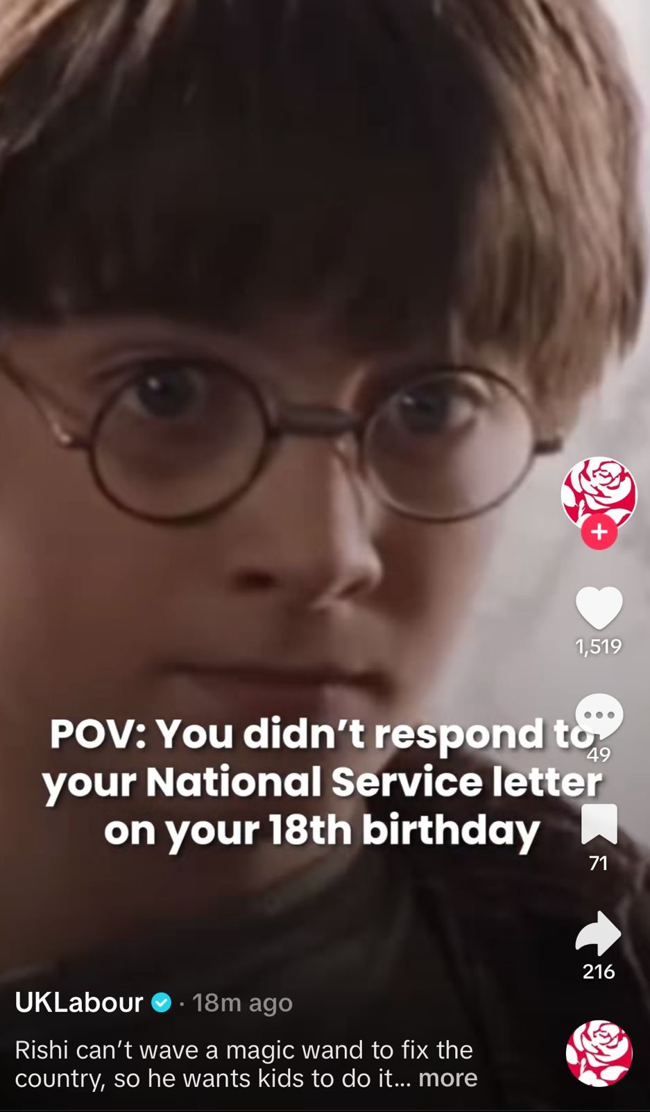 Labour deletes Harry Potter TikTok video mocking Tories