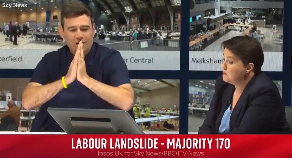 Sky News viewers baffled by strange moans during exit poll predicting Labour landslide