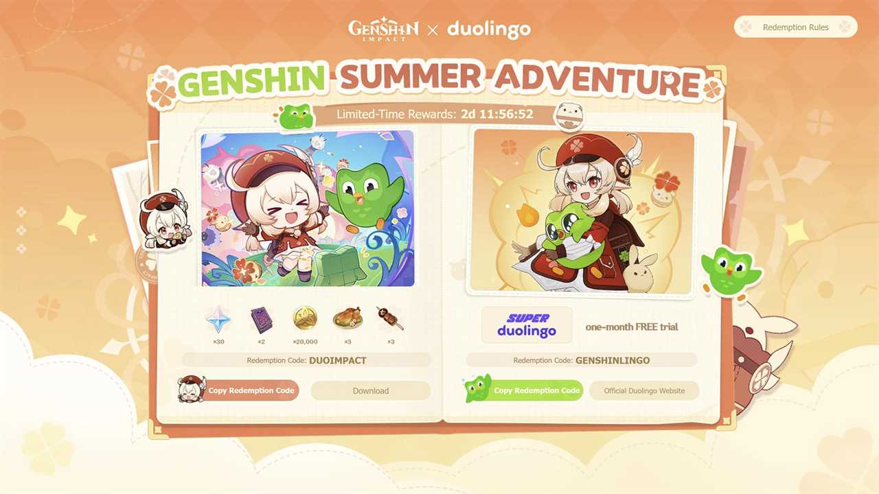 Genshin Impact teams up with Duolingo for exclusive rewards