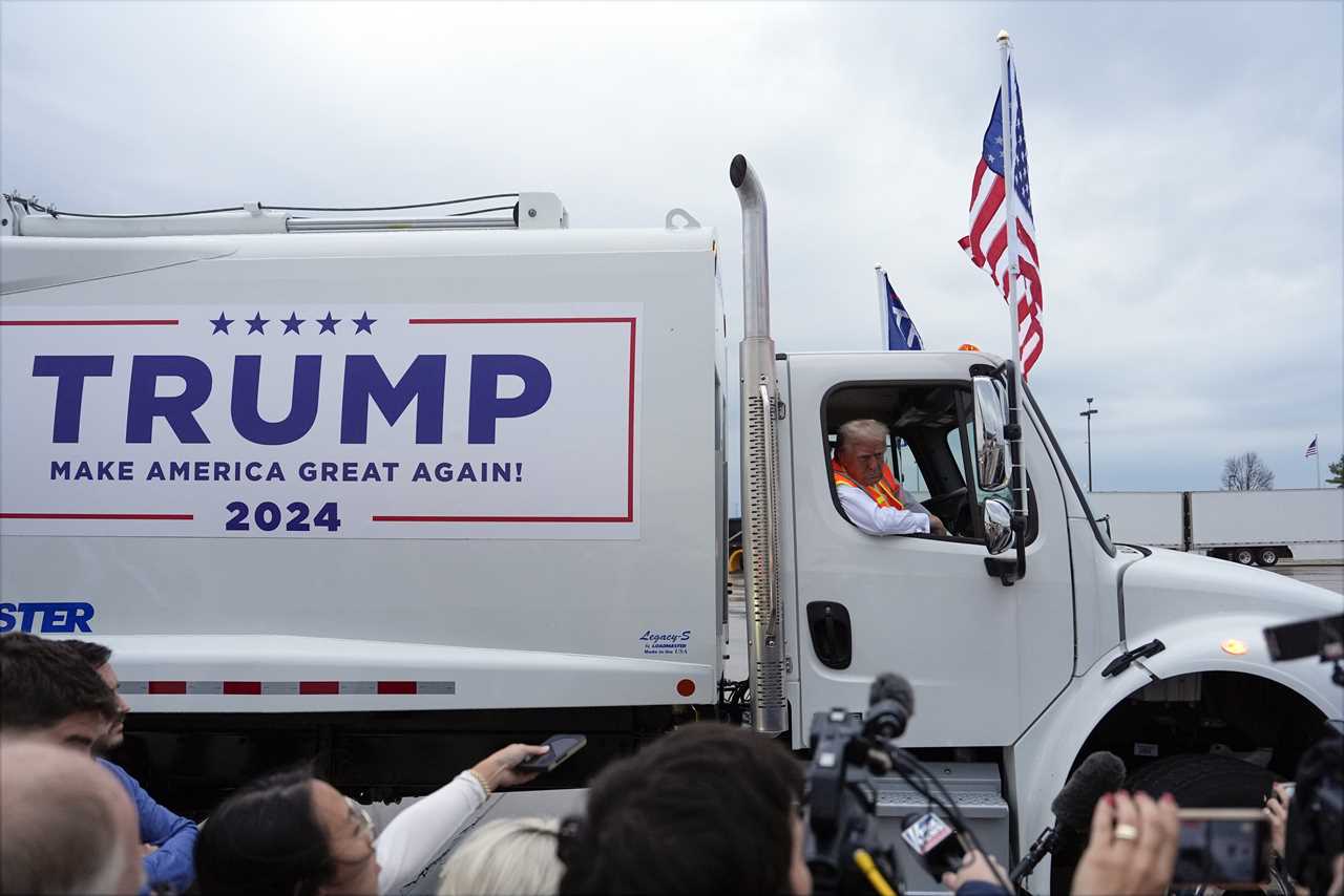 Trump Rides in Rubbish Truck After Biden's 'Garbage' Comment