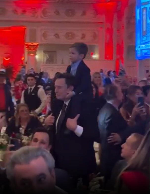 Elon Musk attends Trump's election party with son X, 4, as states turn red