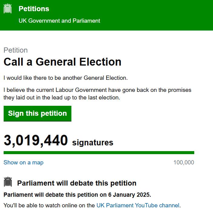 MPs to Debate Petition Urging General Election