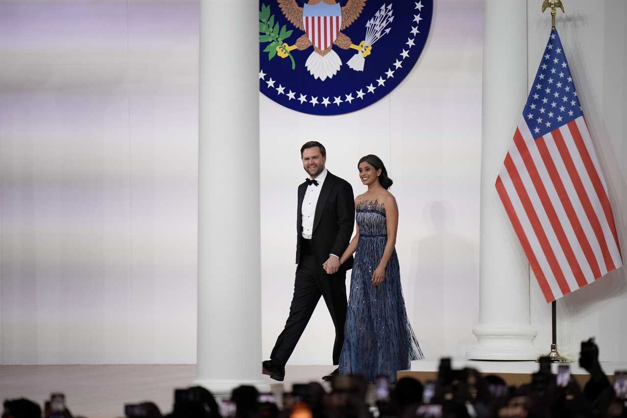 Melania Trump stuns in inauguration ball dress as Usha Vance dazzles in gown